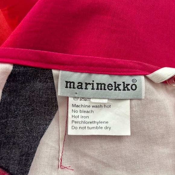 Marimekko Red and White Poppy Wide Length Cropped Summer Pants Size 10/EU 38 - Picture 7 of 8